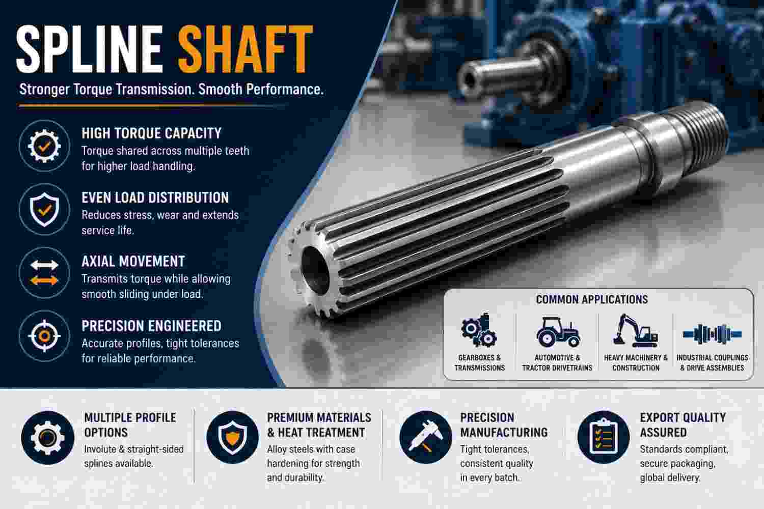 Spline Shafts Explained: Torque Transfer, Movement & Fit